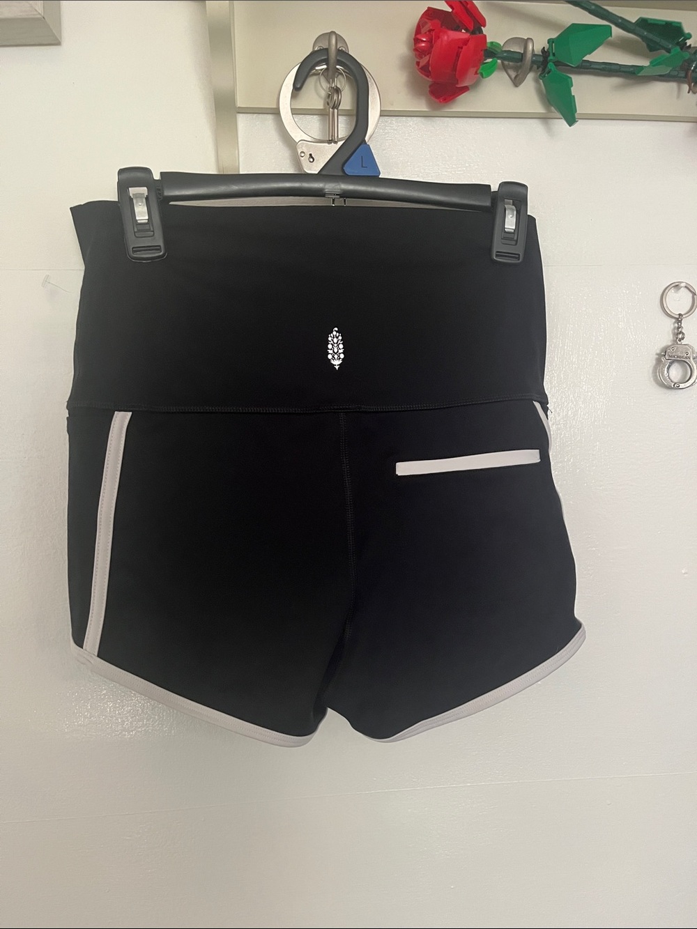 Free People Movement High-Waist Black Athletic Shorts with Contrast Trim
